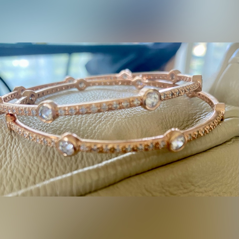 Freida Rothman Rose Gold Bangle Set - Picture 8 of 8